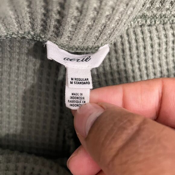 Aerie Waffle Knit Flare Leggings Women M Green Boho Festival Lounge - Picture 3 of 10